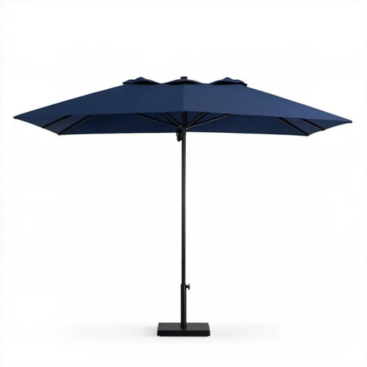 Podwójny parasol ogrodowy prostokątny granatowo-czarny 460 x 270 x 245 cm