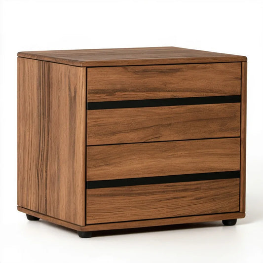 Orzechowa brązowa szafka nocna z 3 szufladami, 50 x 40 x 50 cm