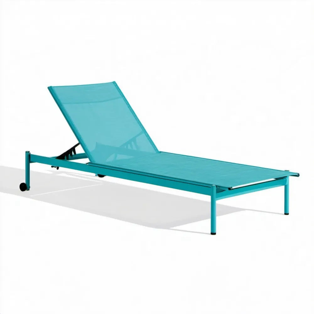 Turkusowy leżak ogrodowy aluminiowy z regulowanym oparciem 190 x 60 x 30 cm