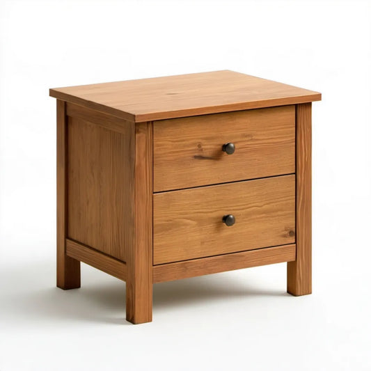 Szafka nocna z litego drewna sosnowego, miodowobrązowa, z 2 szufladami, 50 x 40 x 60 cm