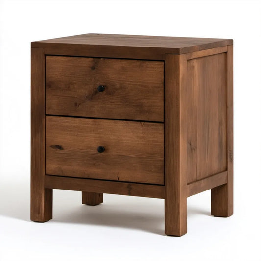 Szafka nocna z litego drewna w kolorze orzechowym 50 x 40 x 60 cm z 2 szufladami