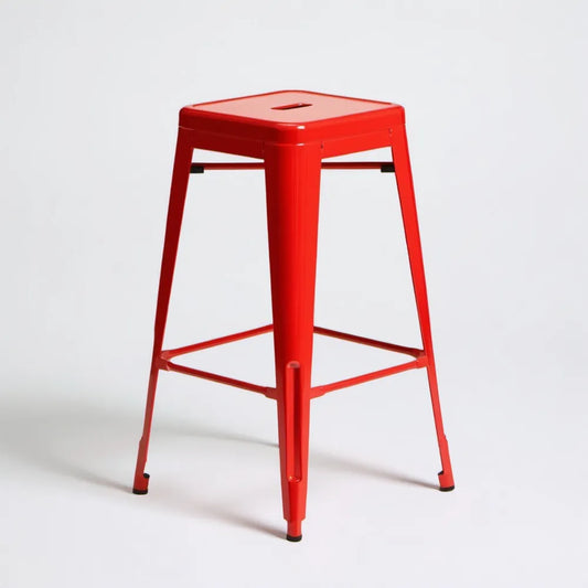Czerwony stalowy stołek barowy industrialny 76 × 43 × 43 cm